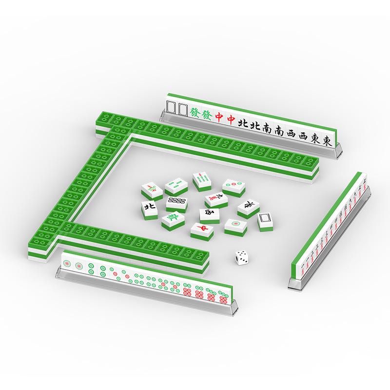 Guochao Chinese Mahjong Diamond Particle Building Blocks - Children's Educational Set