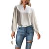 Women's Fashion Loose Standing Collar Bubble Long Sleeve Loose Shirt Casual Top