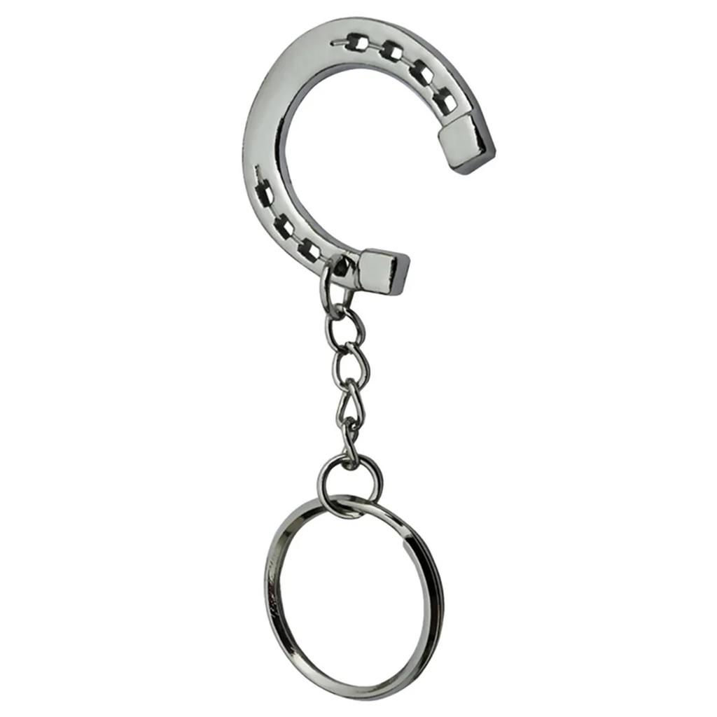 Fashionable Silver Tone Horseshoe Keyring Charm Sturdy Snaffle Bit Designs Keychain for Horse Lovers Decoration