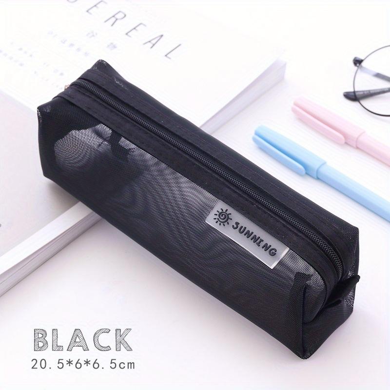

Сетчатый пенал большой емкости, прозрачный многофункциональный пенал, канцелярские принадлежности, милые настольные аксессуары, подарки чёрный
