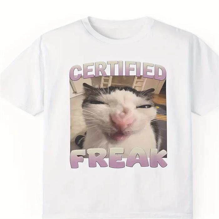 Letní top s kulatým výstřihem a potiskem Módní Ležérní Roztomilá dámská trička z čisté bavlny s krátkým rukávem