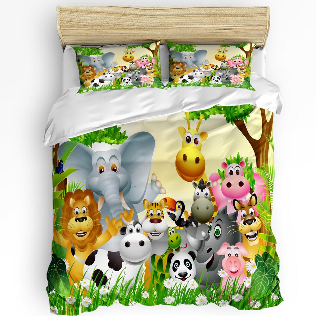 3pcs Bedding Set Cartoon Animal Alligator Elephant Giraffe Duvet Cover Pillow Case Boy Kid Teen Girl Bedding Covers Set