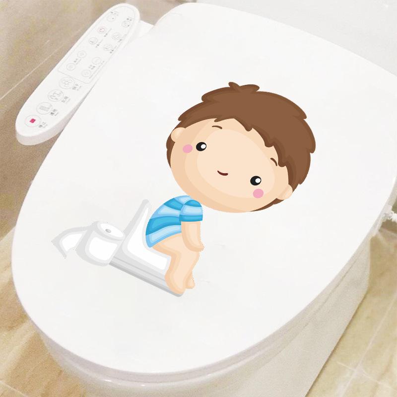 Cartoon Potty Training Boy Toilet Seat Sticker for Kindergarten Kids Room Removable Self-Adhesive Decal