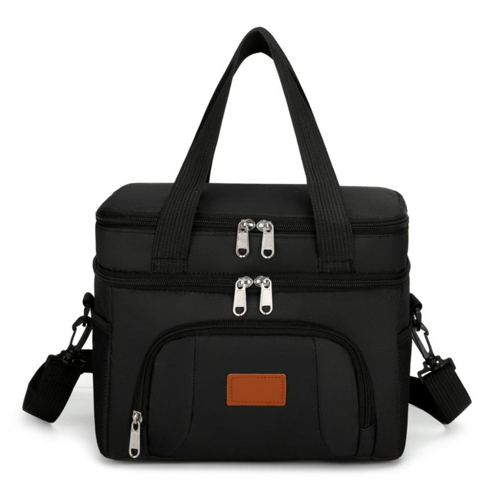 

Solid Color Tote Square Bag Large Capacity Mommy Bag Sweet Food Warm Thermal Bag Children чёрный