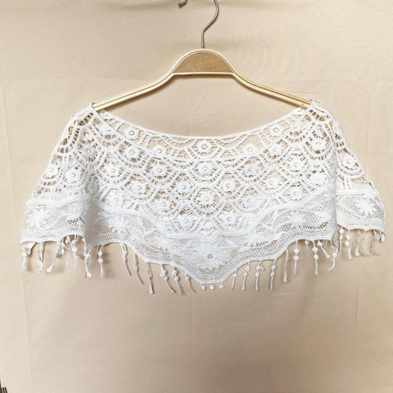 Summer Knitted Hollow Thin Lace Fake Collar Shawl Pullover Short Suspender Skirt False Collar Detachable Collars Sun Protection