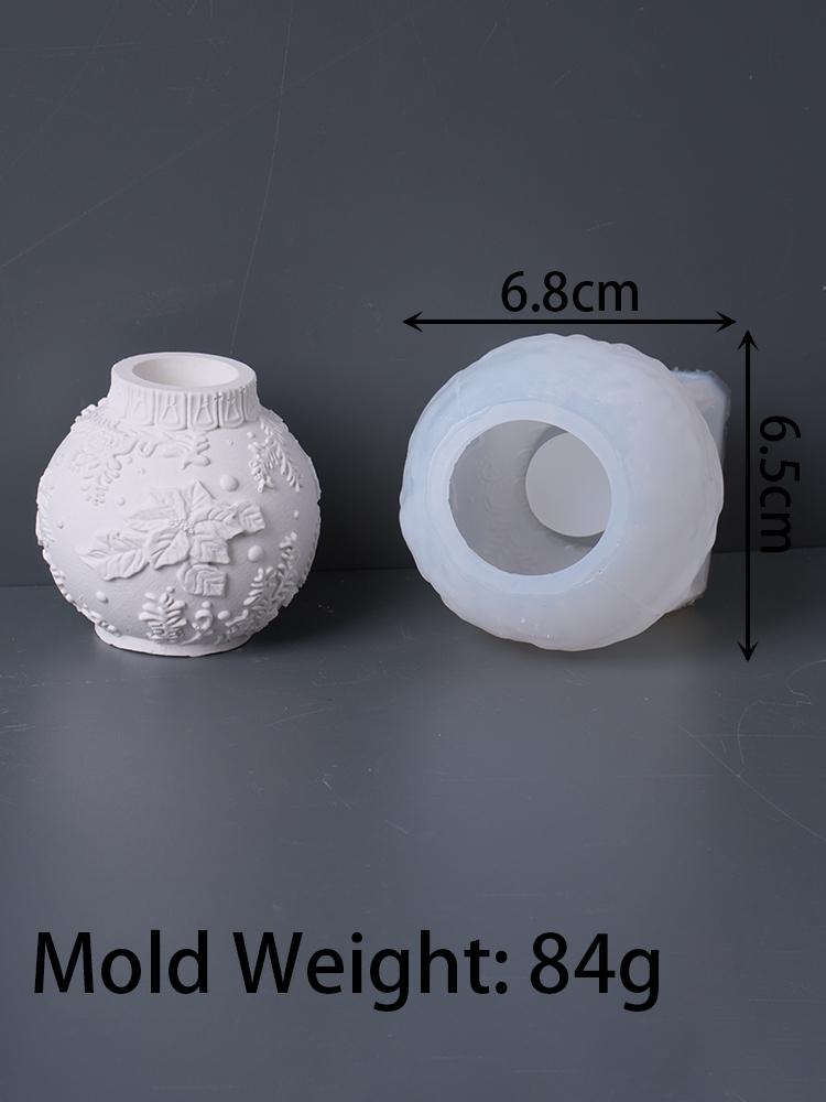 Relief Weihnachtskugel Kerzenhalter Silikonform DIY Handgemachter Kerzenständer Beton Gipsform Harz Handwerk Herstellung Weihnachtsdeko