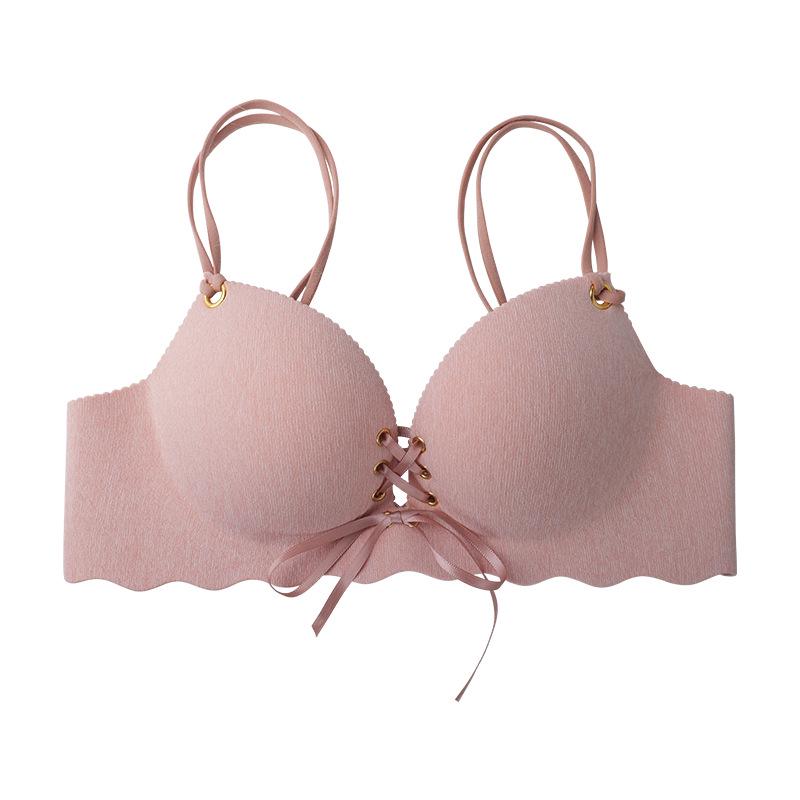 Women's Seamless Push-Up Bra with Drawstring for Enhanced Bust