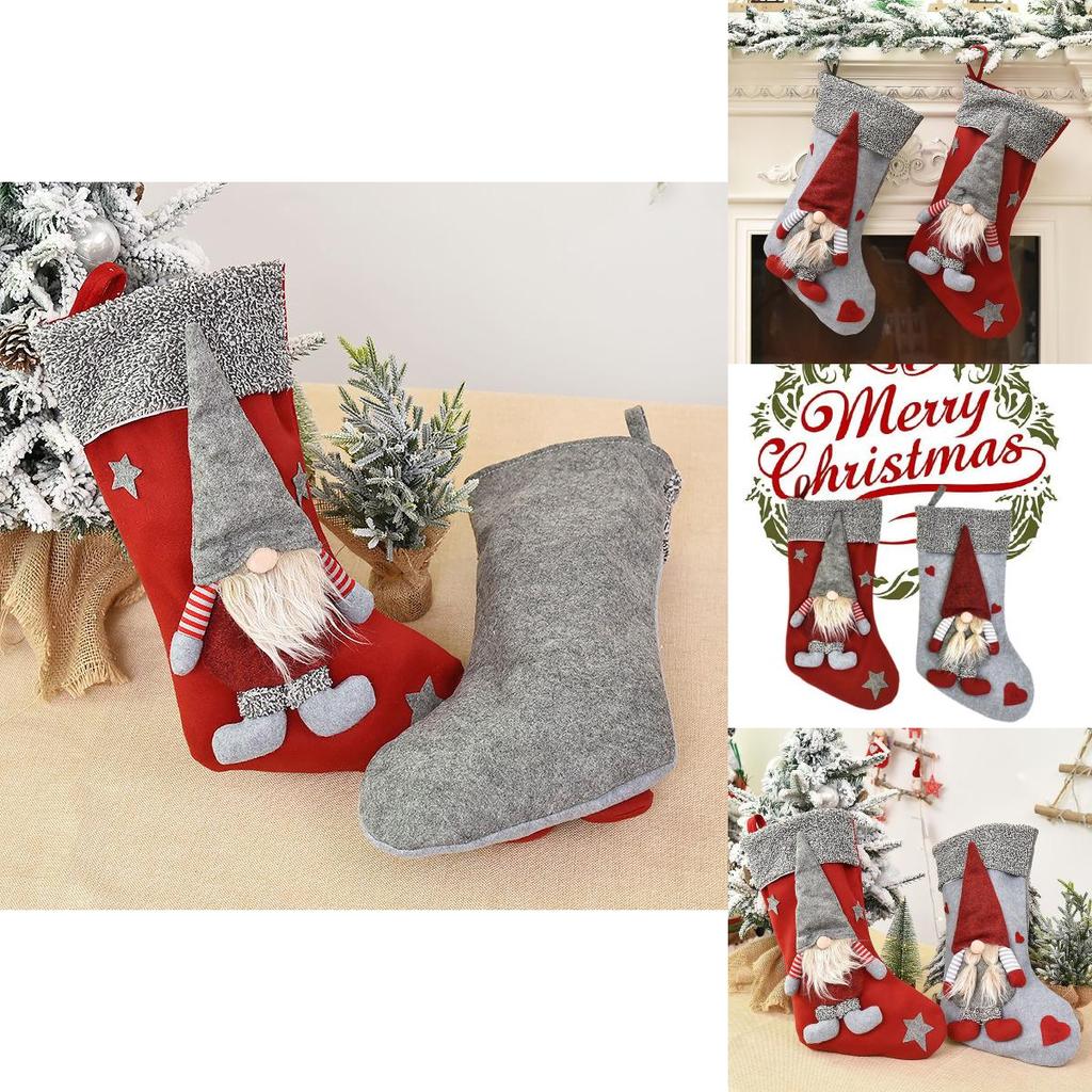 Kreative Nordwald-Weihnachtsmann-Puppen und Rote Weihnachtsstrümpfe Geschenktaschen für Festliche Dekoration