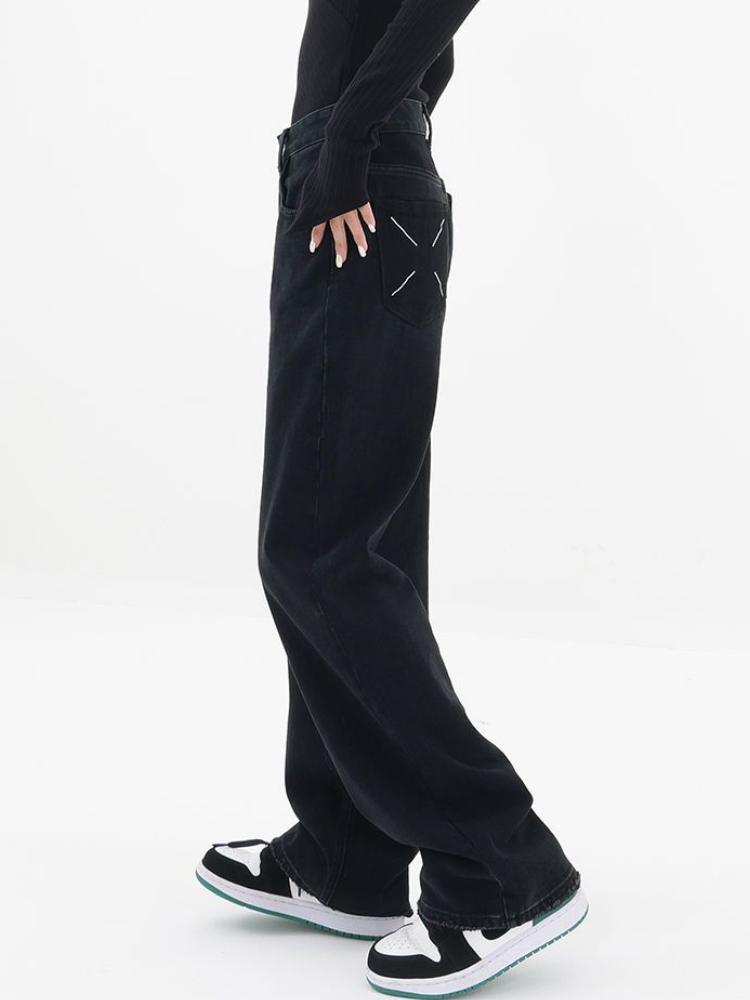 American Fashion Vintage Loose Jeans Women High Waist Vintage Y2k Harajuku Denim Trousers Female Retro Casual Wide Pants New