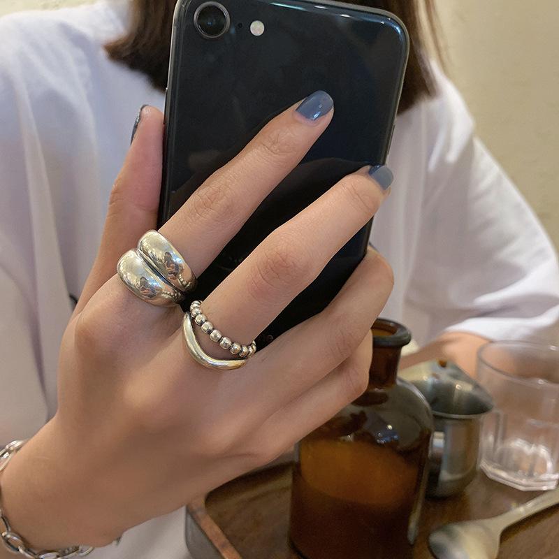 Adjustable Art Deco Geometric Ring Retro Thick Wave Light Surface Cold Wind Couple Style Simple Fashion Unisex Adjustable Finger Ring