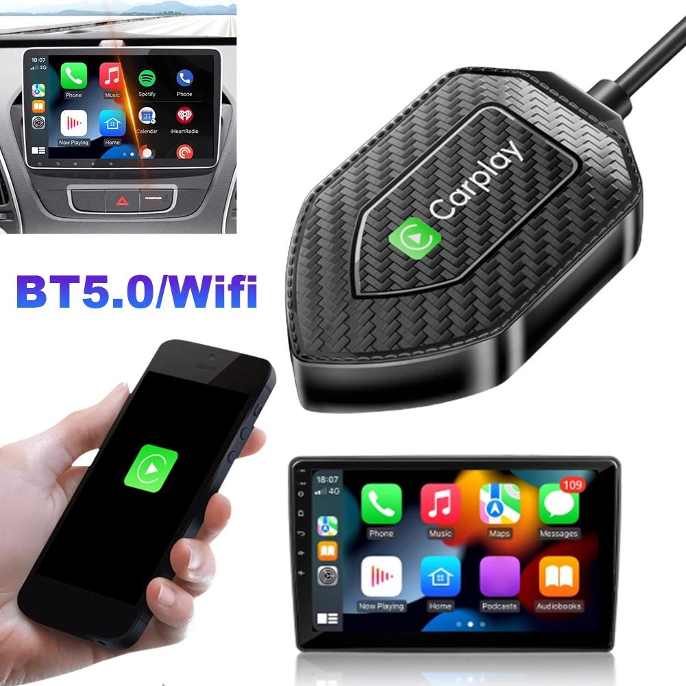 

Q1D 2-in-1 Wired to Wireless Carplay Android Auto Adapter Carbon Fiber Texture Bluetooth-compatible Smart Box Type A