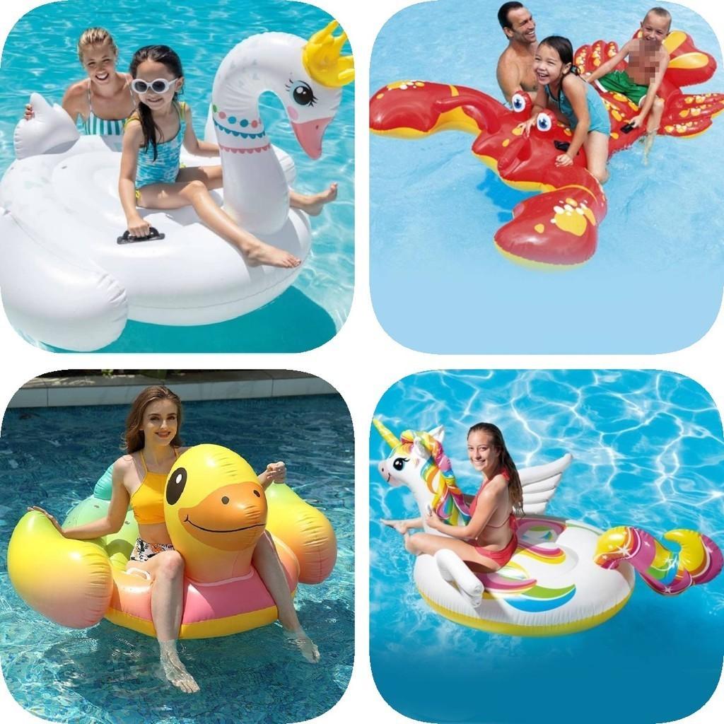 Intex Pvc Inflatable Ride-on Animal Swim Floats For Kids And Adults With Fun Designs