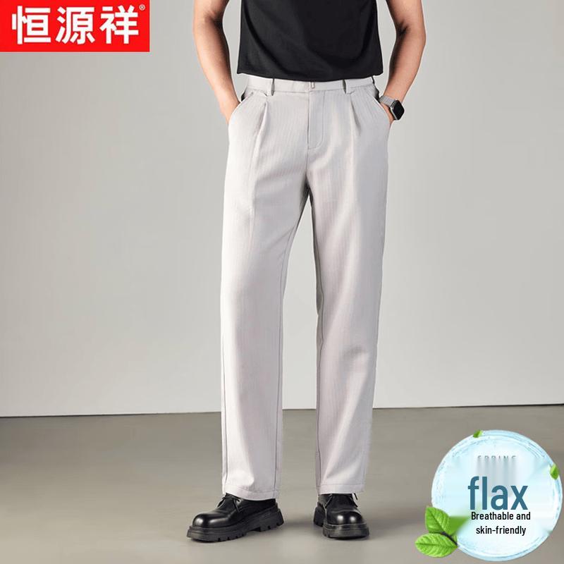 Men s Linen Blend Straight-Leg Casual Pants 31