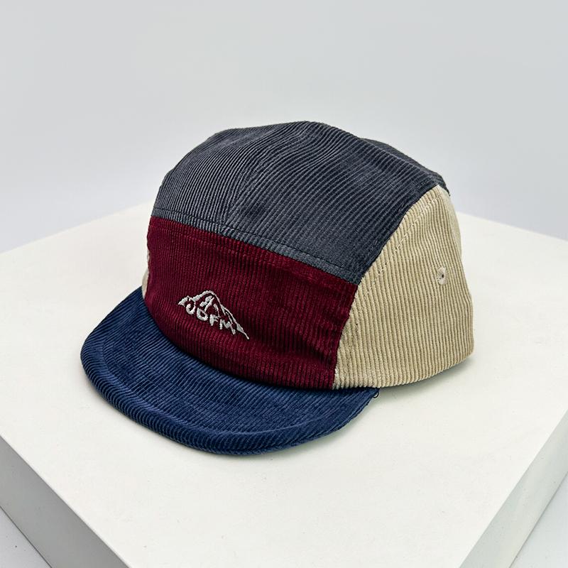 New Unisex Retro Embroidery Color Block Baseball Hats Corduroy Breathable Simple Sunshade Peaked Caps Versatile Fashion Street