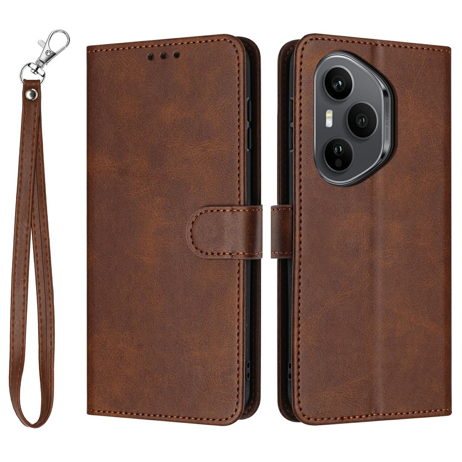 

For Honor 400 Pro 5G (Global) Case Flip Stand PU Leather Wallet Phone Cover Calf Texture Brown