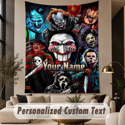Tapiserie Imprimată cu Text Personalizat Model Terrifier Art the Clown Mare Agățătoare de Perete Decor Cameră Interioară