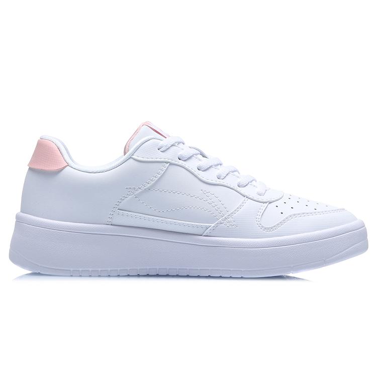 New LiNing Sports Life Collection Anti Slip And Wear Resistant Lightweight Low Top Skateboard Shoes Women's White Pink AGCQ578-3