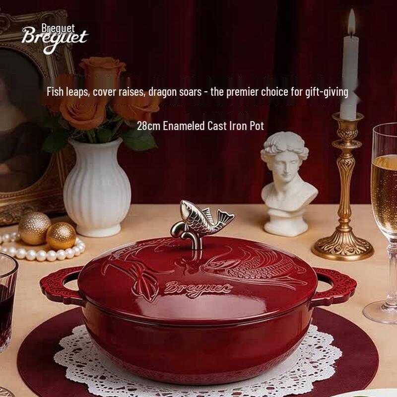 Breguet Abundant Fish Enamel Cast Iron Pot
