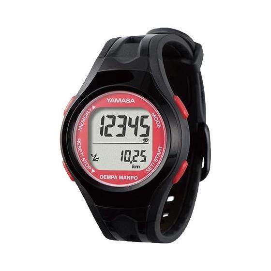 Ohira Sangyo [Yamasa] YAMASA Domestic Genuine Men s Women s Watch Pedometer Pedometer Radio Wave Digital DEMPA MANPO 36mm Black Red Only worn on the