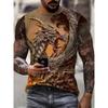 Summer Animal Dragon Pattern 3D Print T-Shirt Short Sleeve Outdoor Fashion Street Round Neck Top OverSize Casual Men's Clothing