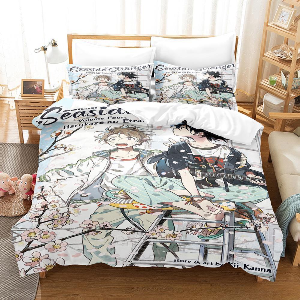 Seaside Stranger Bettwäscheset Einzelbett Twin Full Queen King Size Bettset Erwachsener Kind Schlafzimmer Bettbezugsets 3D Anime Bettlakenset