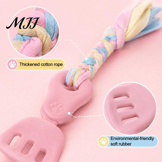Anxiety Relief Toys for Dogs Spatula Shaped Dog Chew Toy with Braided Fabric Rope, Interactive Puppy Teething Playing Toy, Pet Molar Small