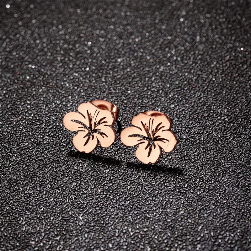 Korean Fashion Stainless Steel Plant Earrings Women Wedding Zircon Sweet Metal Flower Earings Small Lily Studs Mother Gifts