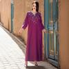 BA5149 new berry purple heavy industry hand-sewn rhinestone dress arabic robe women's clothing