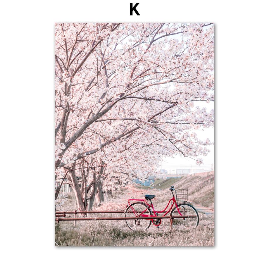 

Розовые вишни в цвету Поезд Башня Париж Велосипед Скандинавские постеры и принты Картина на холсте Настенные художественные картины Гостиная Домашний декор 40X60cm No Frame