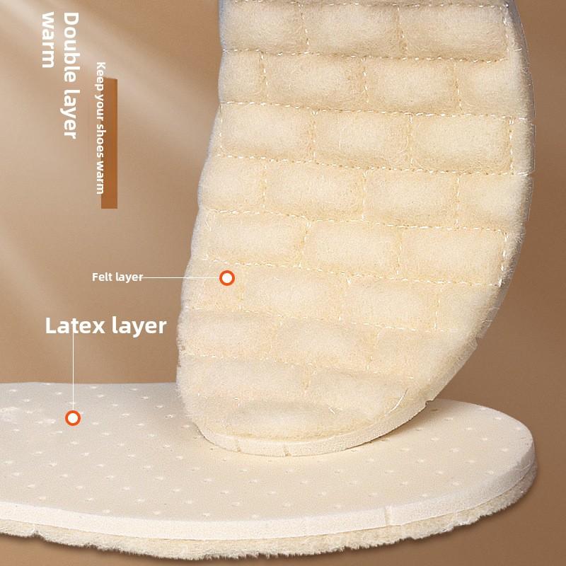 Children's Latex Wool Insole Winter Thickened Warm High Elastic Shock Absorption Full Pad Soft Breathable Sports Insole