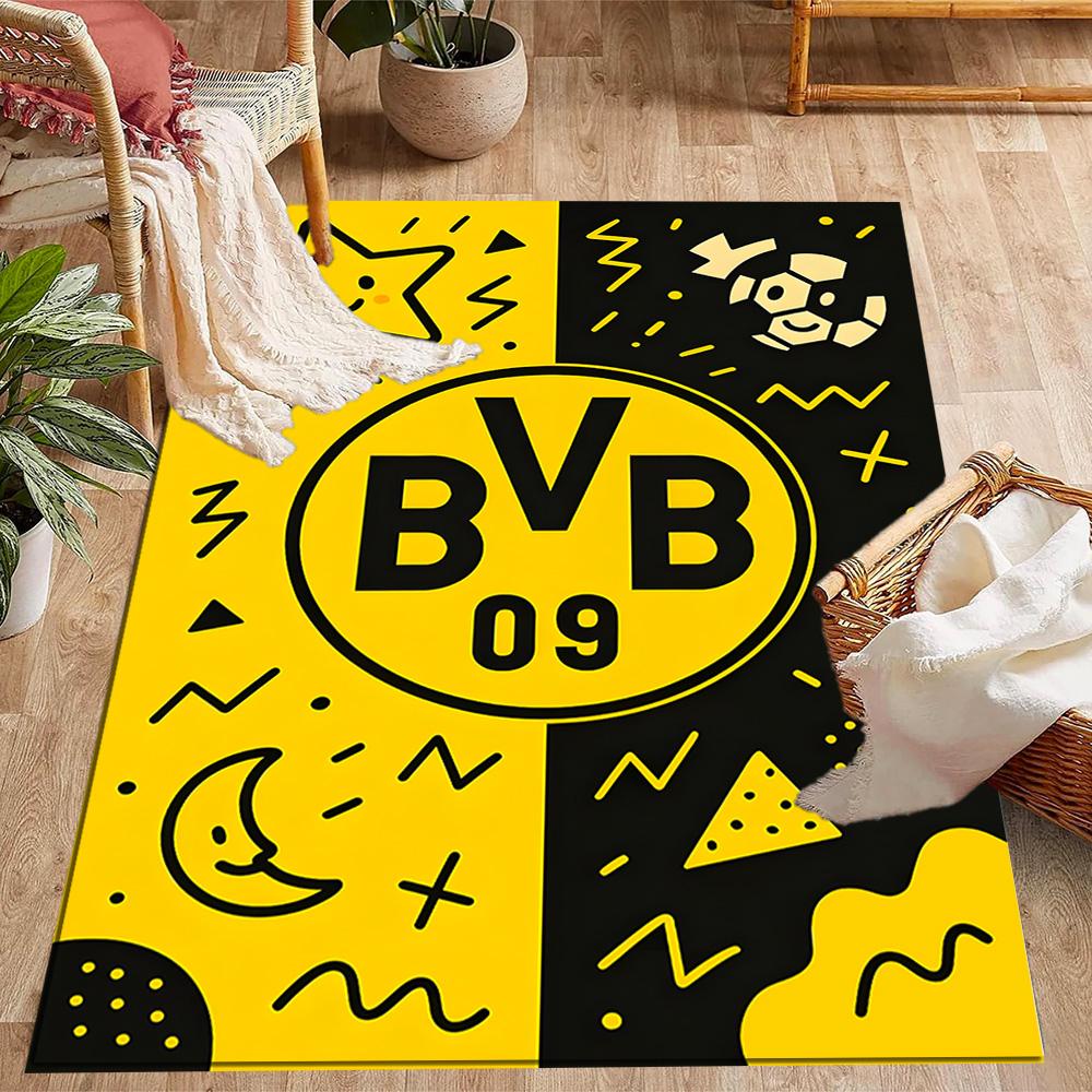 Χαλάκια Αντιολισθητικά με Θέμα Splatter Art - Λογότυπο Bvb 09 - Διακόσμηση Σπιτιού από Πολυεστέρα, Κατάλληλα για Υπνοδωμάτια, Σαλόνια, Εισόδους, Στούντιο και Διακοσμήσεις