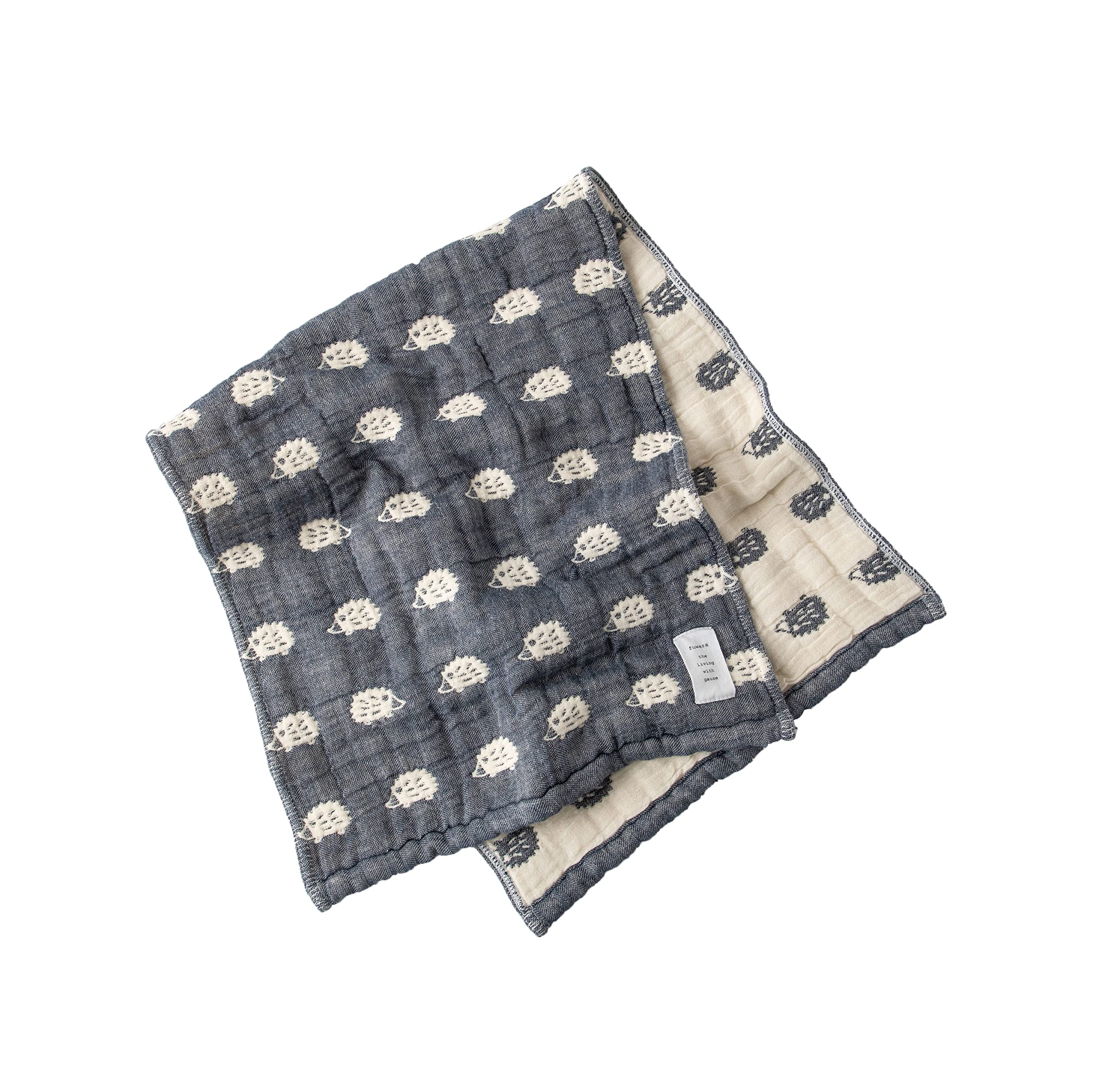 

марля фувара для лица примерно 30 x 75 см 6-слойное полотенце, (еж/темно-синий)