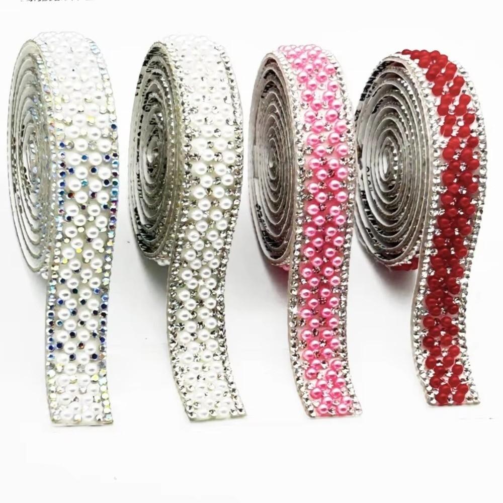 3 Metri Striscia di Cristallo Autoadesiva Lucida Catena di Perle Colorate Striscia di Strass Bling Decorazione per Borsa