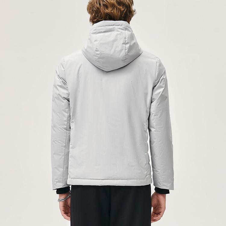 FILA Solid Color Sports Hooded Lightweight Down Jacket Men Outerwear Mountain-Rock-Gray F11M147918FGY