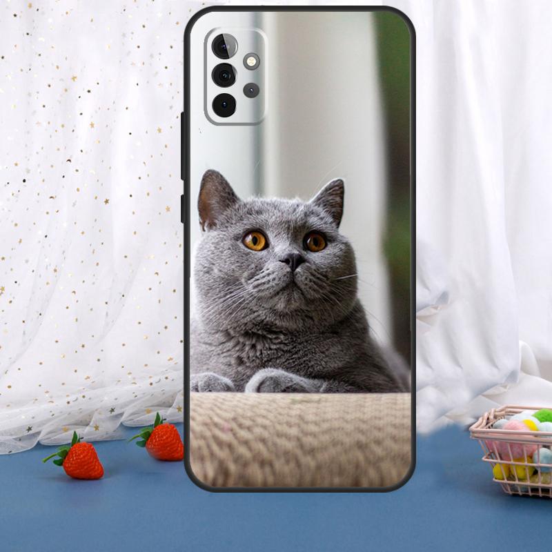 British Shorthair Cat For Samsung Galaxy A36 A26 A16 A05 A06 A54 A34 A14 A22 A32 A52 A55 A35 A15 A53 A13 A56 Case