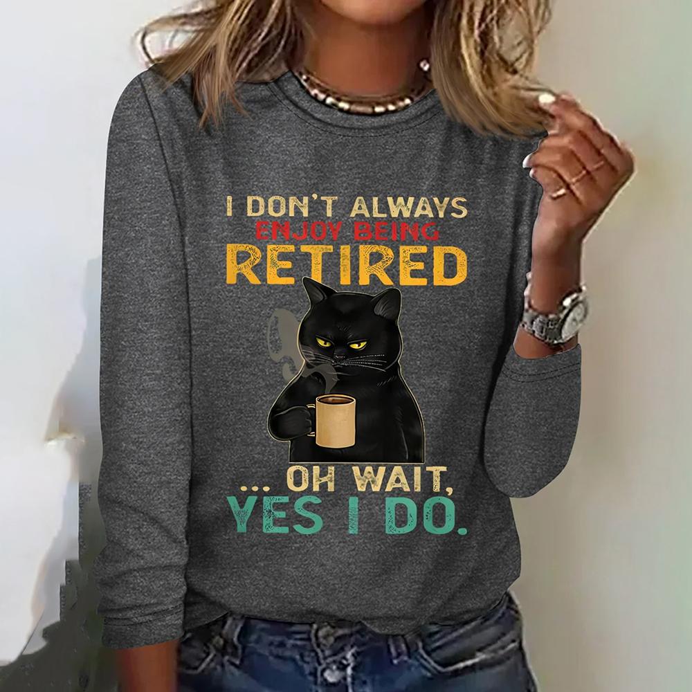 

Забавный узор с рисунком кошки, женские футболки с буквенным принтом, осенняя мода, футболки с круглым вырезом и длинными рукавами, повседневная свободная женская одежда, трендовый пуловер 6XL