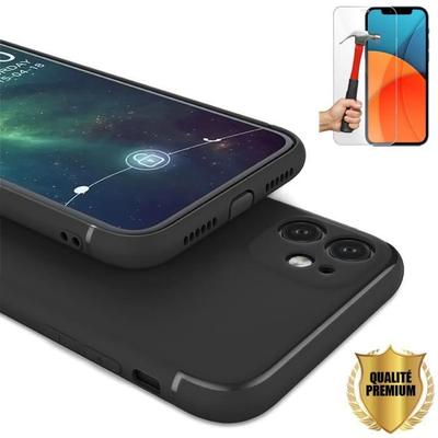 Soft Case - E.F.CONNECTION - for iPhone 13 Pro (6.1") - Black - Tempered Glass - Matte Edges