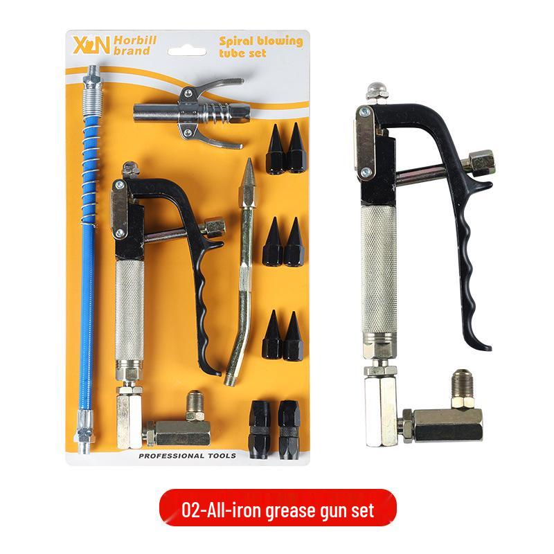 High-Pressure Pneumatic & Electric Grease Gun Set with Universal Nozzle and Oiler Accessories
