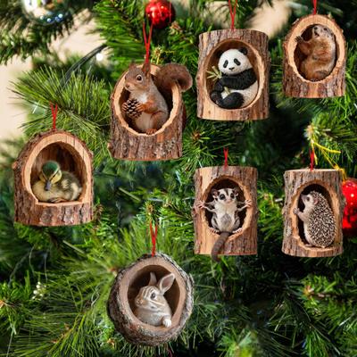 6 Peças Enfeite de Natal Animal da Floresta Esquilo Macaco Koala Design Acrílico Enfeite Pendente Árvore de Natal