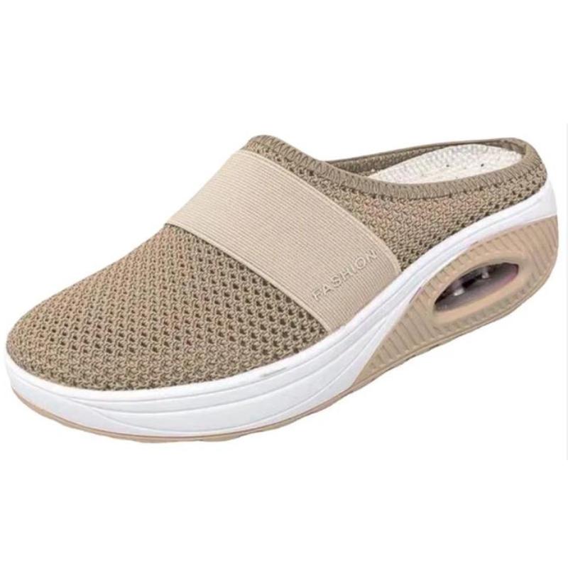 Летние Новые Большие Ленивые Шаг Вперед Баотоу Сетчатые Шлепанцы на Толстой Подошве для Женщин Шлепанцы на Танкетке для Женщин 36 хаки 1544₽