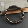 Classic Leather Beaded Bracelet Men's Stainless Steel Magnetic Buckle Bracelet Bangles For Friend Jewelry Accessories Gift