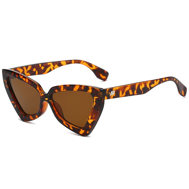 New retro triangular cat eye sunglasses, men's and women's European and American trend rice nail sunglasses, large frame street shot glasses s