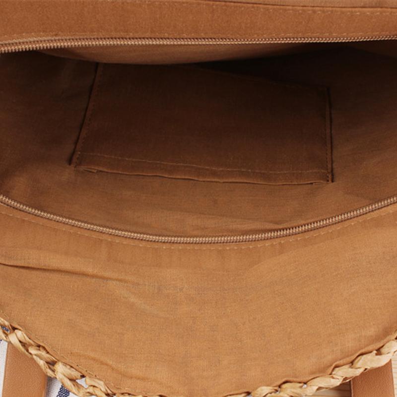 Women Boho Woven Handbag Summer Beach Tote Straw Bag Round Rattan Shoulder Bag
