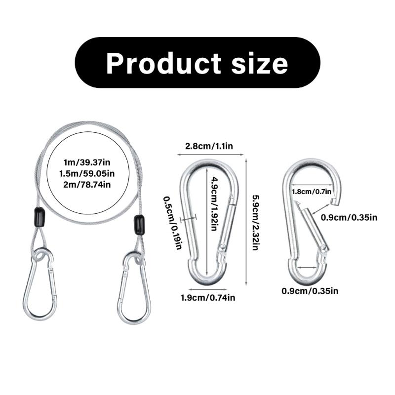 4Pieces Stainless Steel Locking Cables with Double Hook Design Wire Rope for Outdoor Furniture Bikes Motorcycles Garden