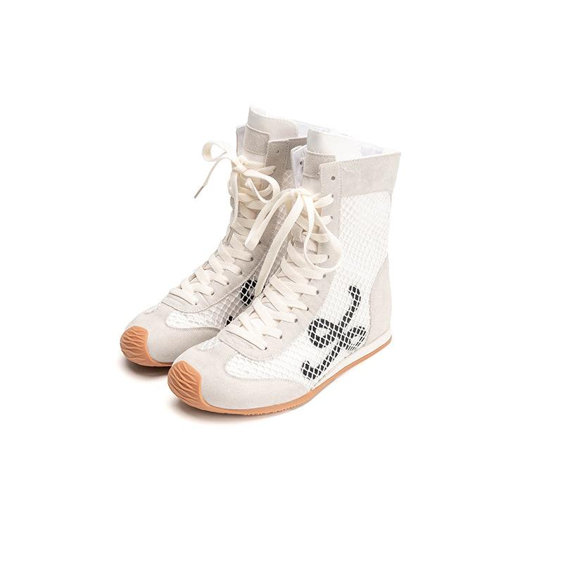 Wang Xiaodu has the same inner height-increasing boxing shoes for women's new versatile fashion casual breathable sports shoes high-top German tra