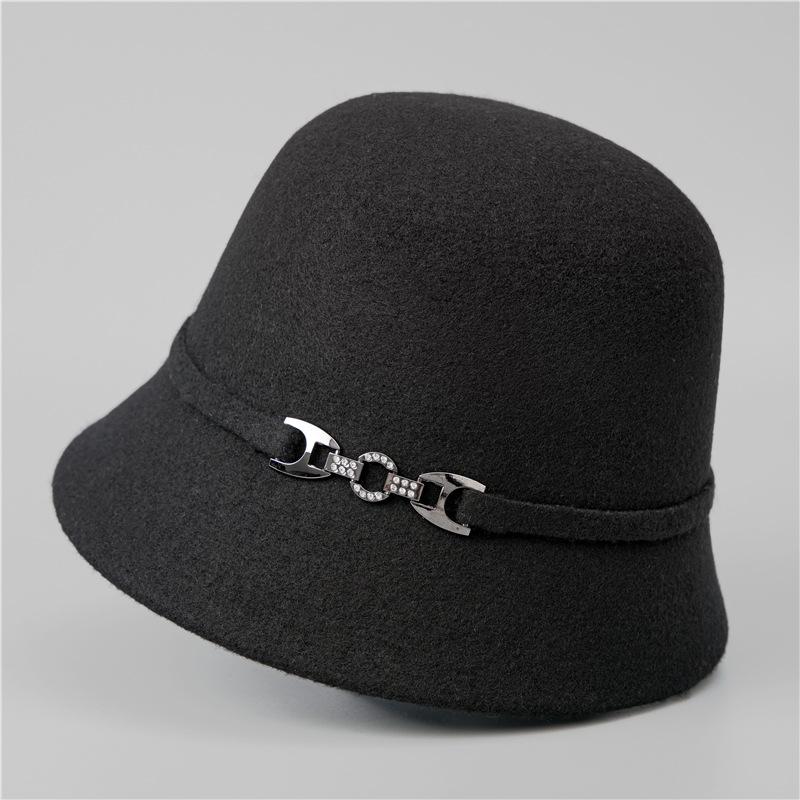 Hat Women's New Autumn and Winter Show Small Temperament Wool Top Hat Medium Woolen Hat Retro