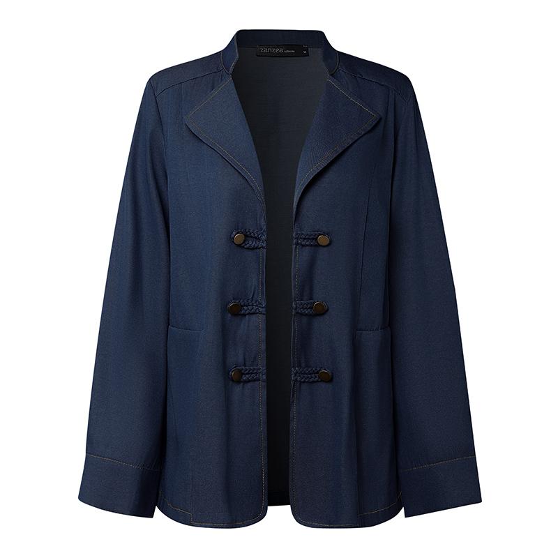 

ZANZEA Womens Casual Lapel Solid Color Loose Long Sleeve Cardigan Blouse S