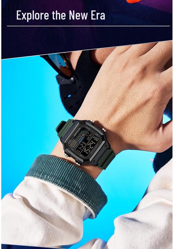 Sanda Sports Waterproof Square Electronic Watch for Teens - Unisex Fashionable and Simple Design