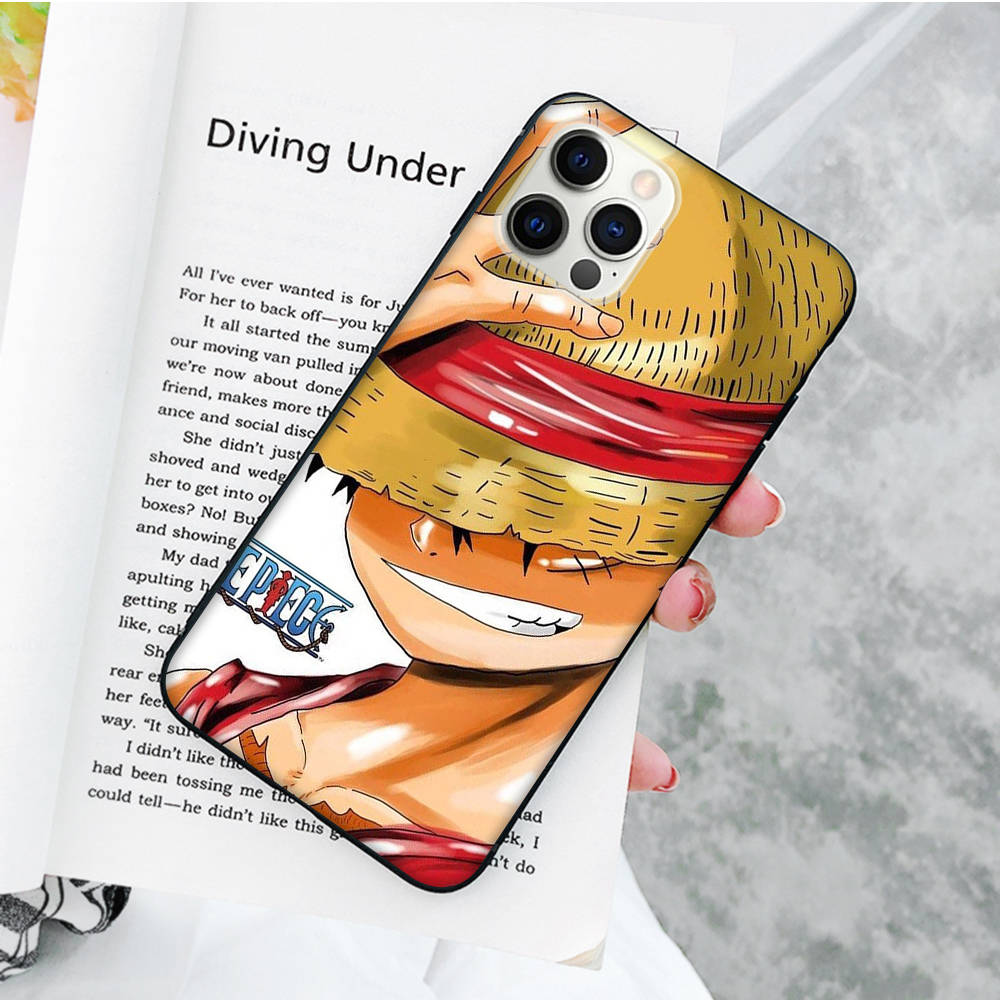 JW59 One Piece Anime Black Soft Case for Samsung Note 20 Lite S24 Ultra S23 A03 A05 A06 A11 A71 A15 A16 A13 A24 A25 A33 A52 A53 A50 M55 M35 Plus