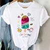 Unisex Ice Cream Casual Cute Beach 90s Cartoon Short Sleeve Graphic Summer Fashion Print Female Clothes Tops Tees Tshirt TShirt